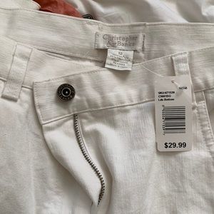 Christopher & banks white pants size 12. 70% cotton, 28 polyester, 2% spandex